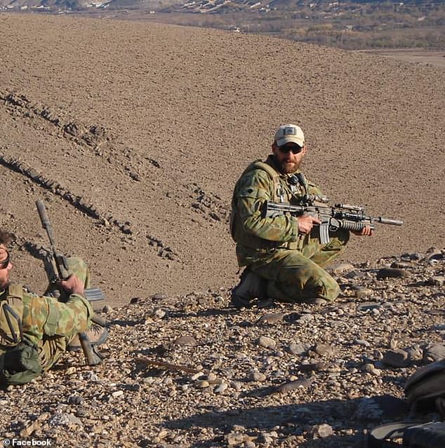 Golowenko (above on tour as a commando in Afganistan) blamed the affair on 'exciting, and adrenaline based risk-seeking' caused by his military PTSD