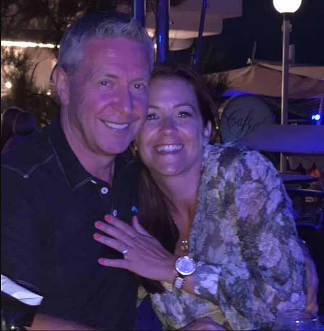 Former Aviva chief executive David Barral, 63, (pictured with his wife Angela) was killed when his £160,000 Aston Martin careered into a tree