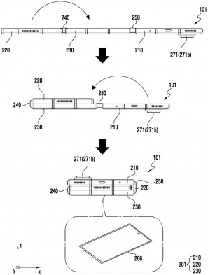 Sketches from the patent document revealing the Samsung Galaxy Z TriFold's design
