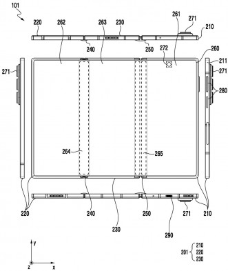 Sketches from the patent document revealing the Samsung Galaxy Z TriFold's design