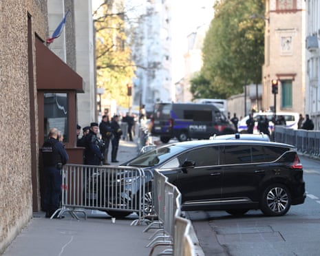 A police convoy carrying former French president Nicolas Sarkozy arrives at the Prison de la Sante to begin his five-year prison sentence for criminal conspiracy over attempts to raise campaign funds from Libya, in Paris, France, 21 October 2025.
