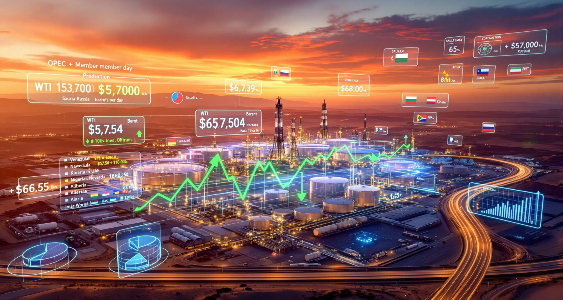 OPEC+ modest oil production increase visualization.