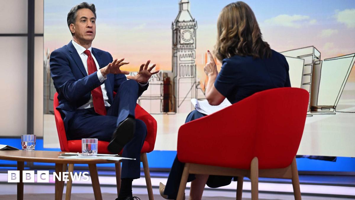 Energy Secretary Ed Miliband being interviewed by the BBC.