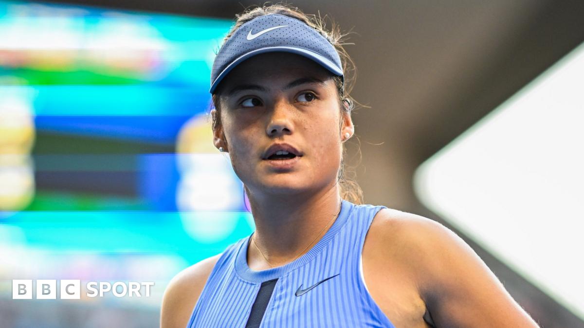 Emma Raducanu waits to receive serve during the China Open