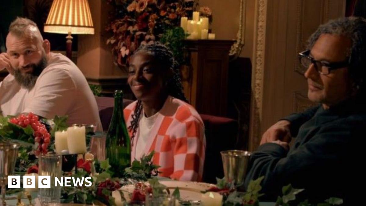 Celebrity Traitors at a lavish meal