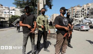 Hamas armed police in Gaza City 11 Oct