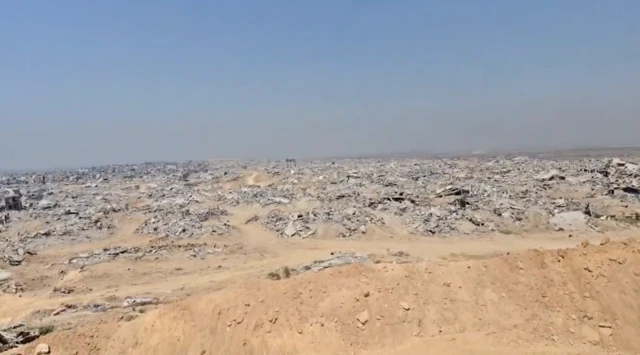 A frame from a video published in June showing the view across north Gaza from the base