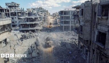Heavy machinery seen amid the rubble of Gaza City