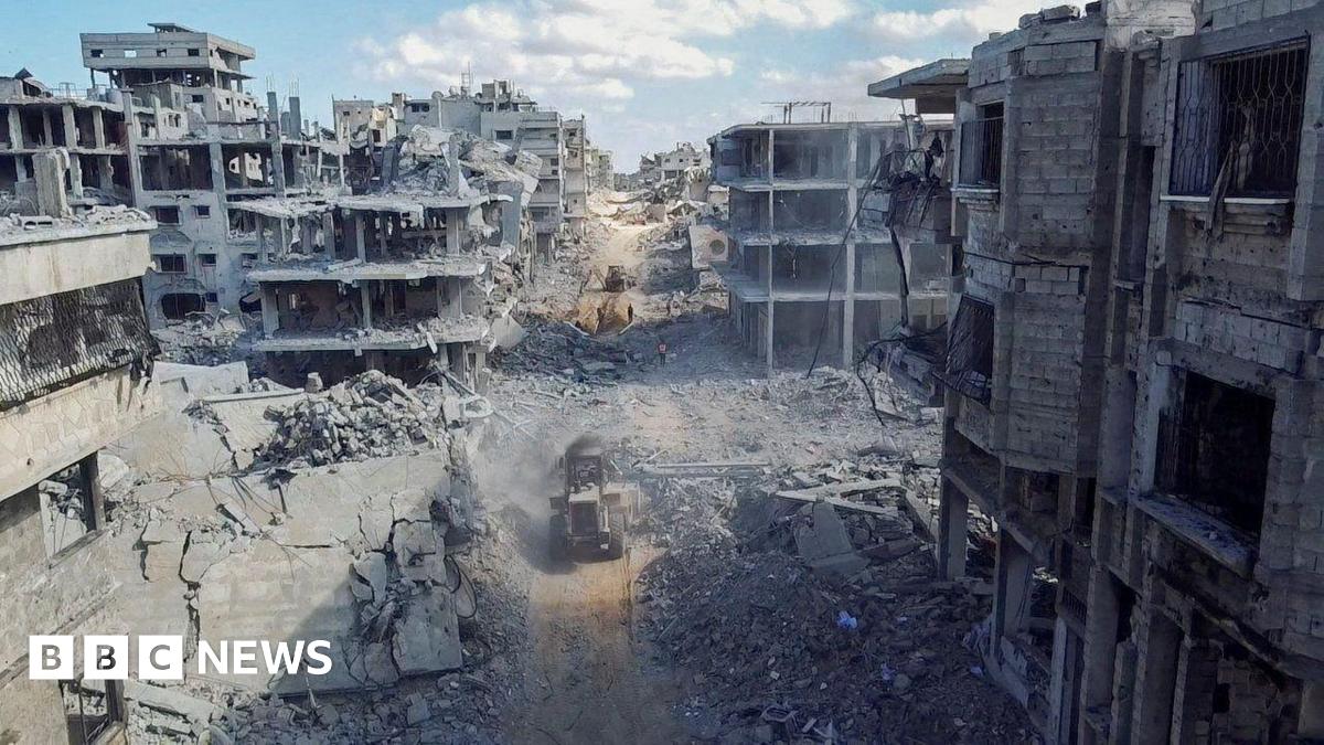 Heavy machinery seen amid the rubble of Gaza City