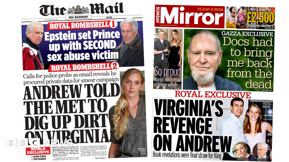 "Andrew told the Met to dig up dirt on Virginia" reads the headline on the front page of the Daily Mail.