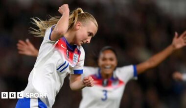 Aggie Beever-Jones celebrates scoring