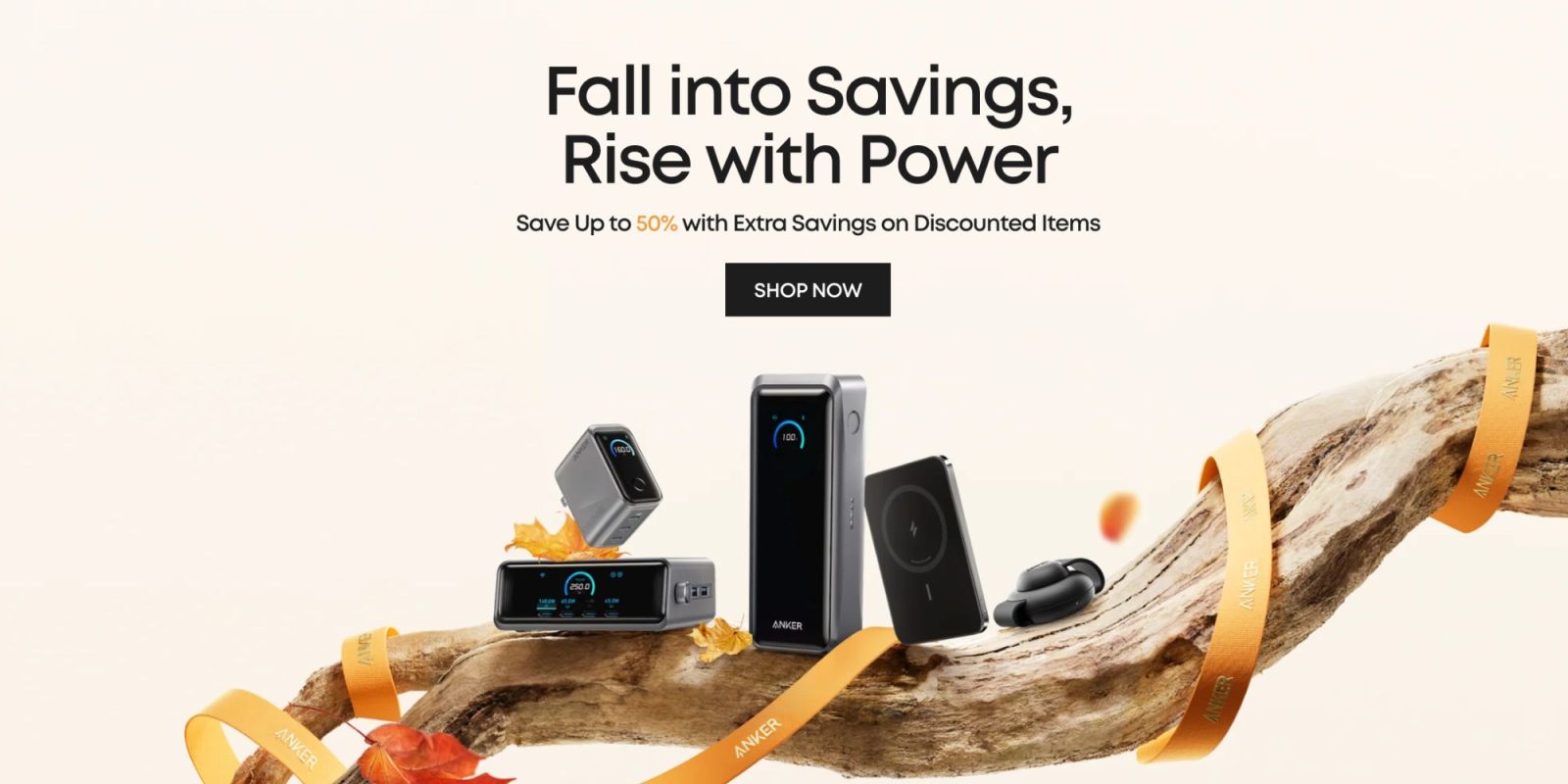 A group of electronic devices on a branch