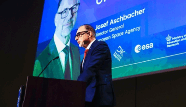 ESA Director General Josef Aschbacher delivers an opening address at the Space for European Resilience conference in Brussels