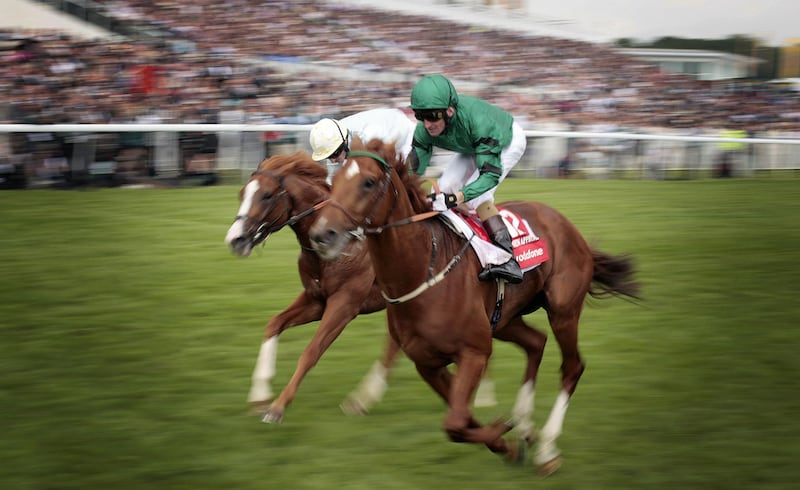 Kevin Manning and New Approach win the 2008 Derby. Photograph: Shaun Curry/Getty Images