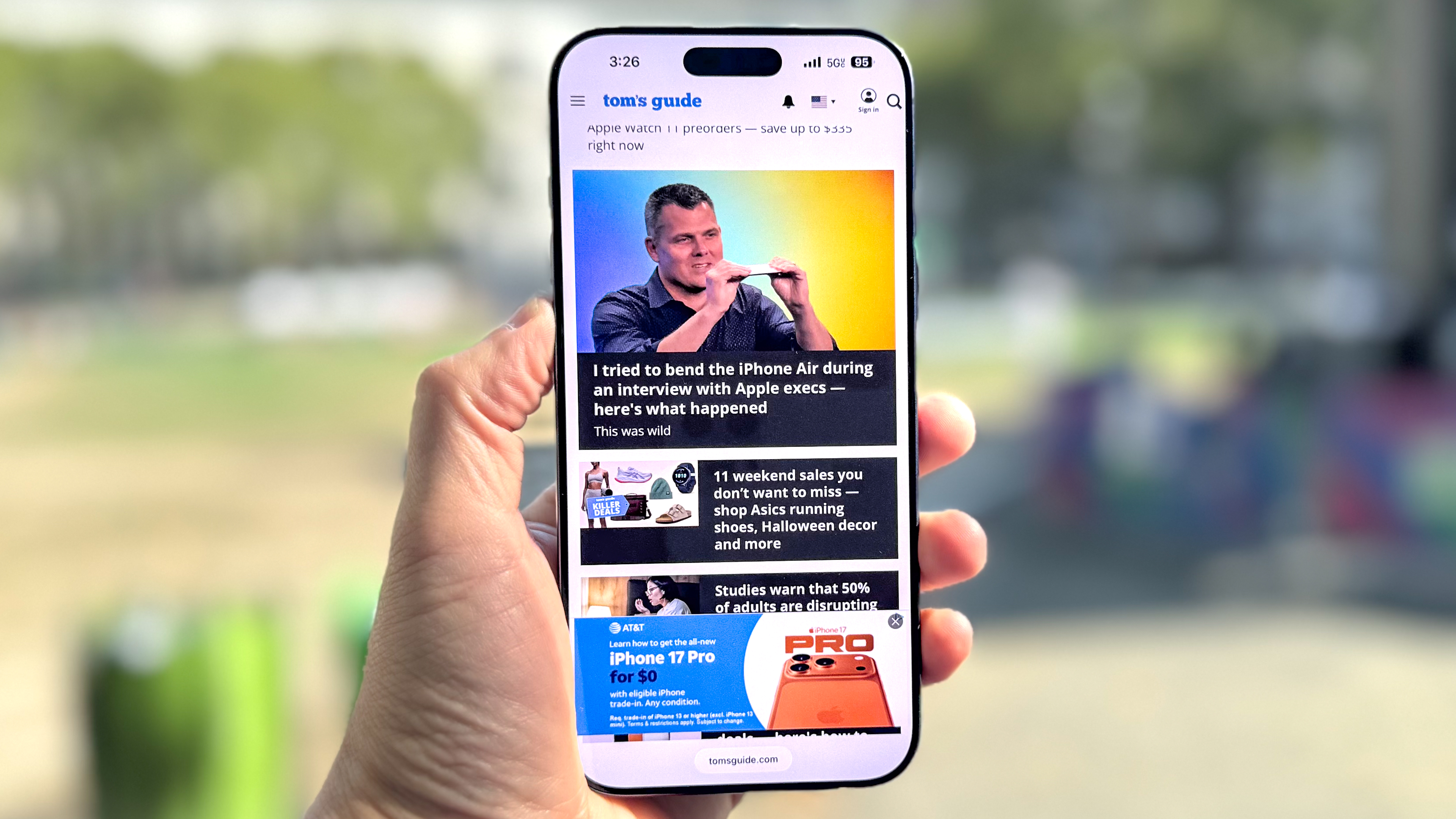 iPhone Air shown in hand