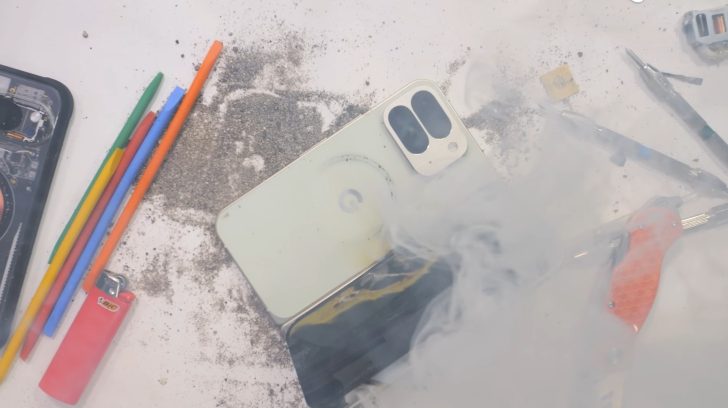 A durability test performed on the Pixel 10 Pro Fold has its battery catch fire