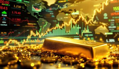 Gold price rally shown with gold bars.