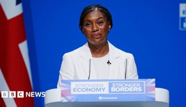 Conservative Party leader Kemi Badenoch speaks during the Conservative Party Conference at the Manchester Central Convention Complex. Picture date: Sunday October 5, 2025. PA Photo.