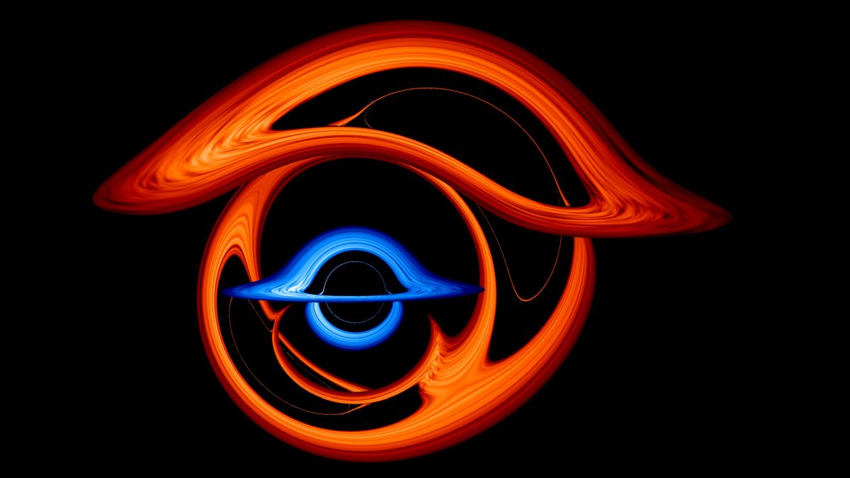 A NASA simulation of a black hole binary (Credit : NASA’s Goddard Space Flight Center/Jeremy Schnittman and Brian P. Powell)