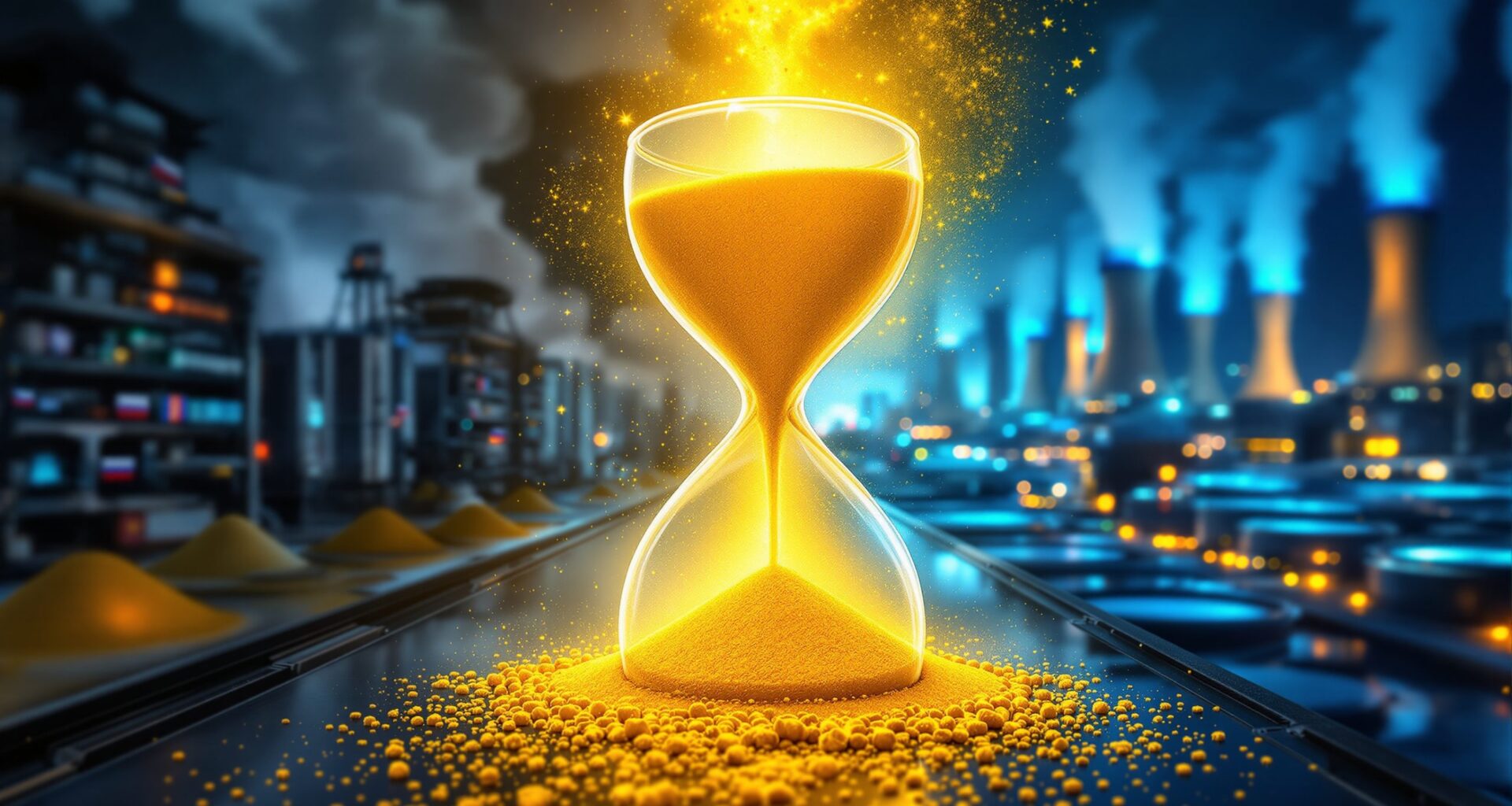 Hourglass symbolizing secondary uranium supply chains.