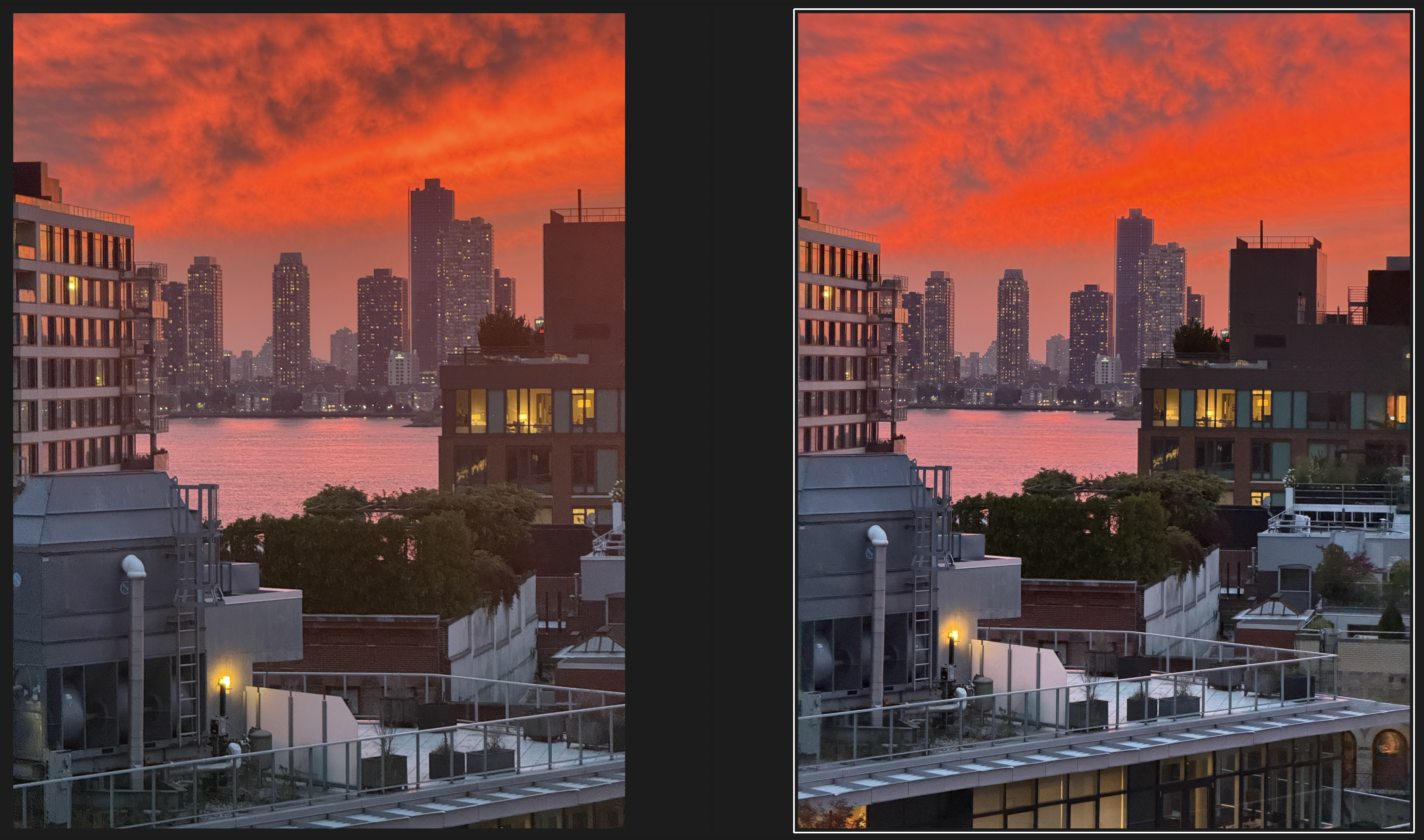 Comparison shots on iPhone 16 Pro and 17 Pro