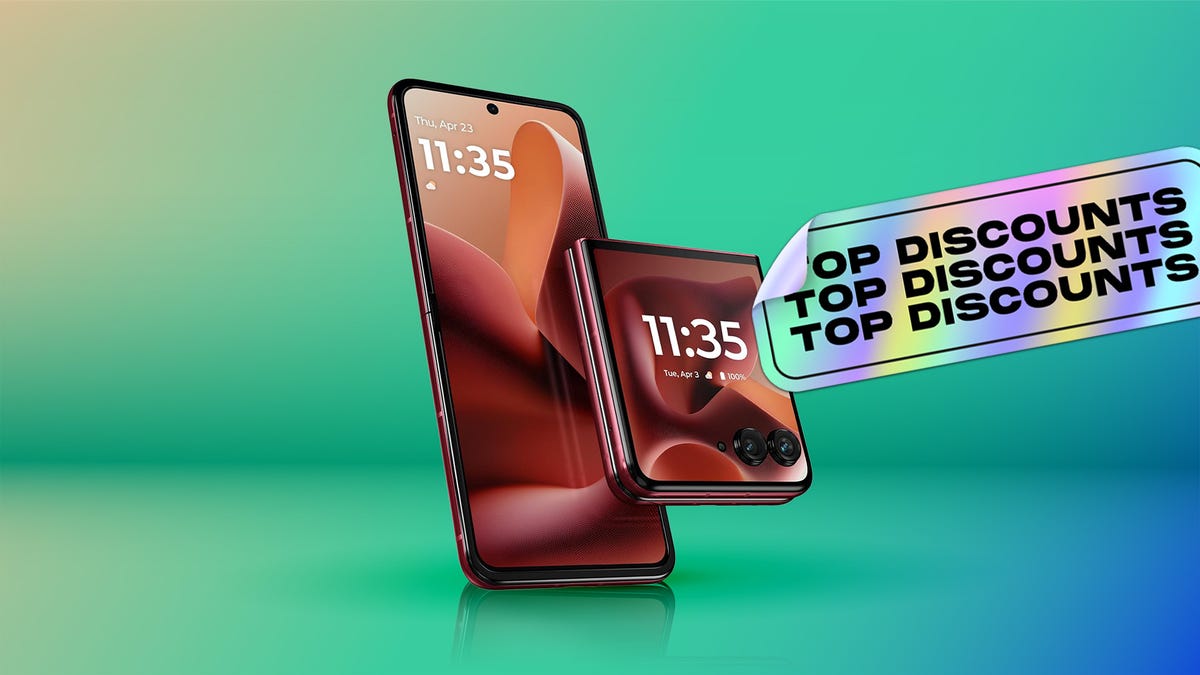 A Motorola phone on a CNET background.