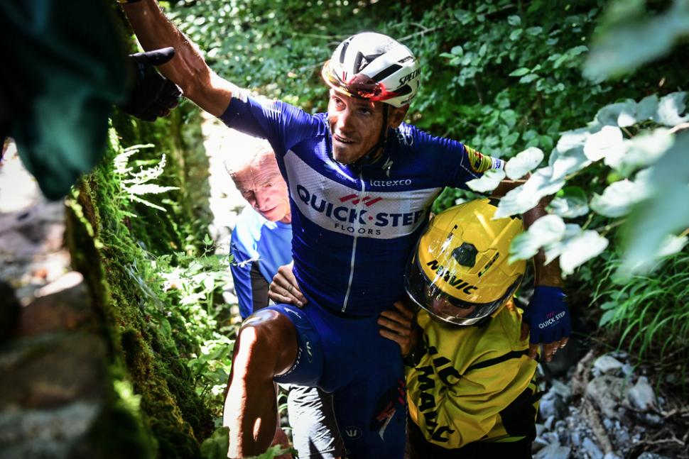 Philippe Gilbert after crashing on Stage 16 of 2016 Tour de France 