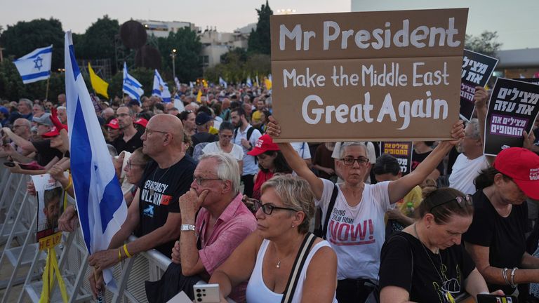 Protests calling for the end of the war have taken place across the globe. Pic: AP