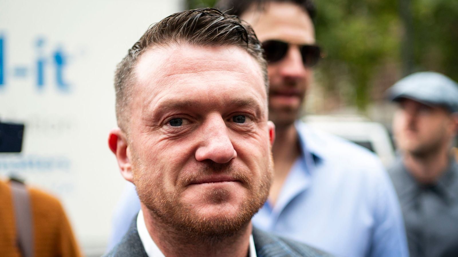 Tommy Robinson at Westminster Magistrates' Court on Tuesday. Pic: PA