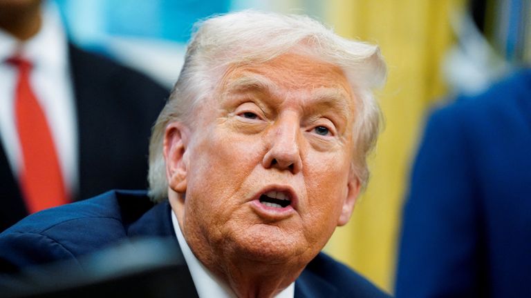 Donald Trump spoke in the Oval Office ahead of the shutdown. Pic: Reuters