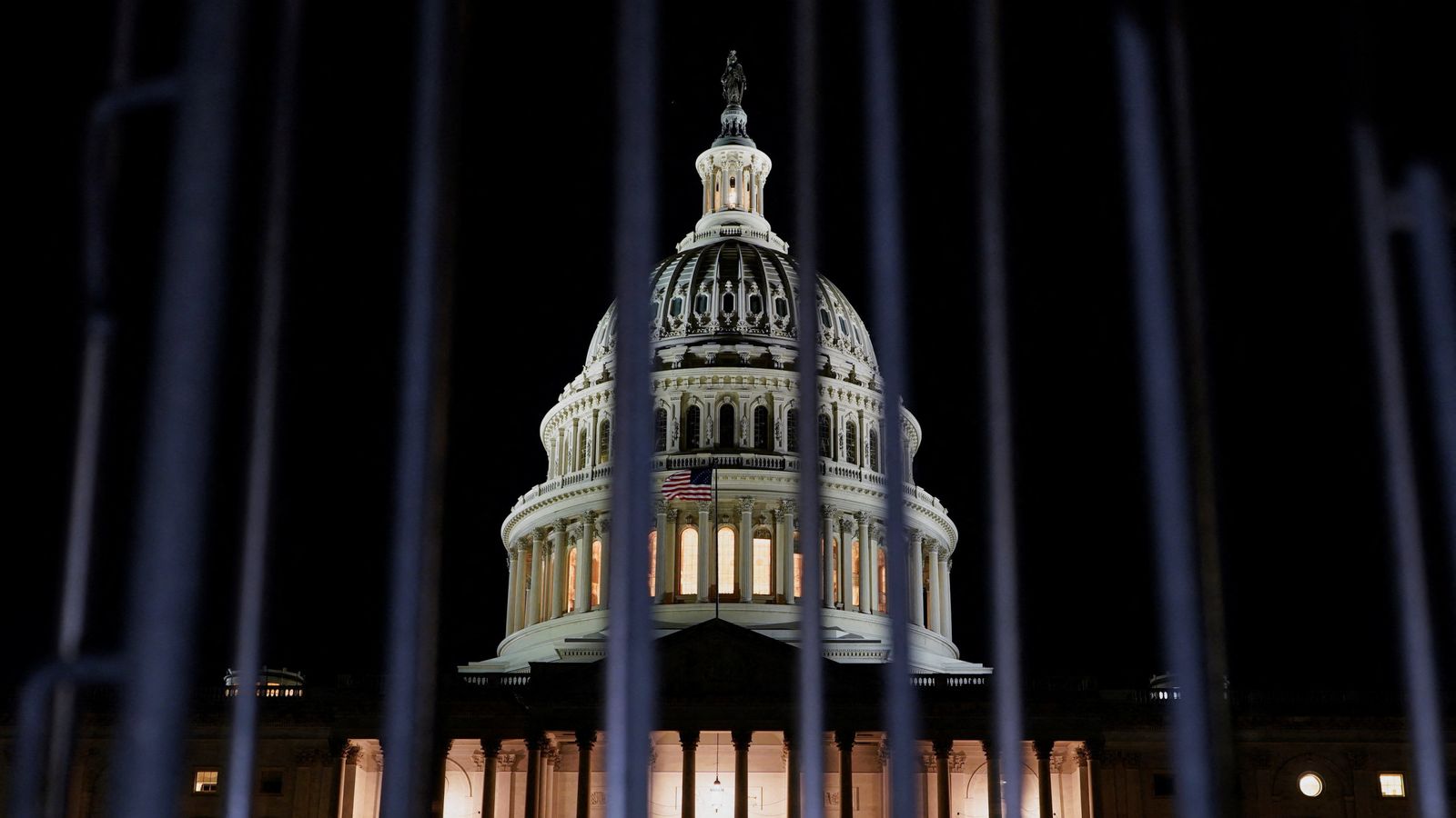 The US Capitol on Tuesday night, as Republican and Democratic senators failed to reach a deal. Pic: Reuters