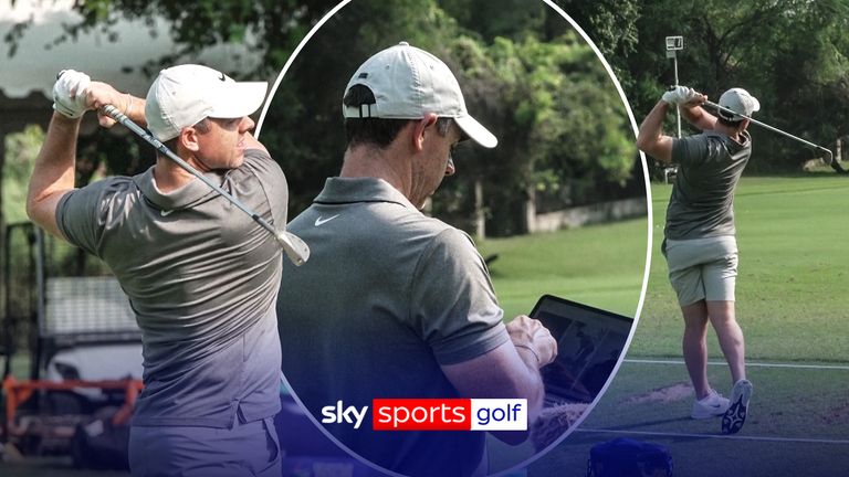 Rory McIlroy was pictured warming up at the Delhi Golf Club ahead of his maiden DP World India Championship.
