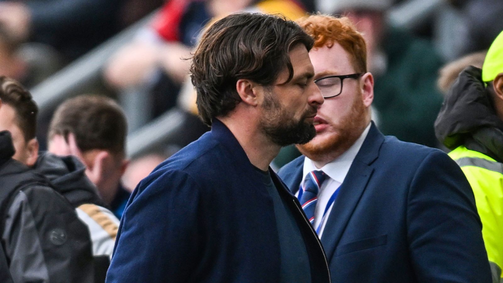 Rangers head coach Russell Martin walked down the tunnel on the full time whistle