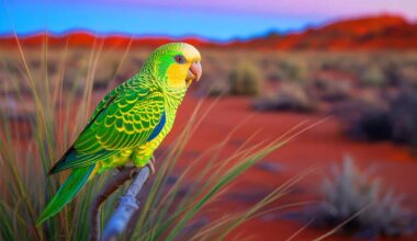 Illustration of the rediscovered nocturnal parrot in its natural habitat.