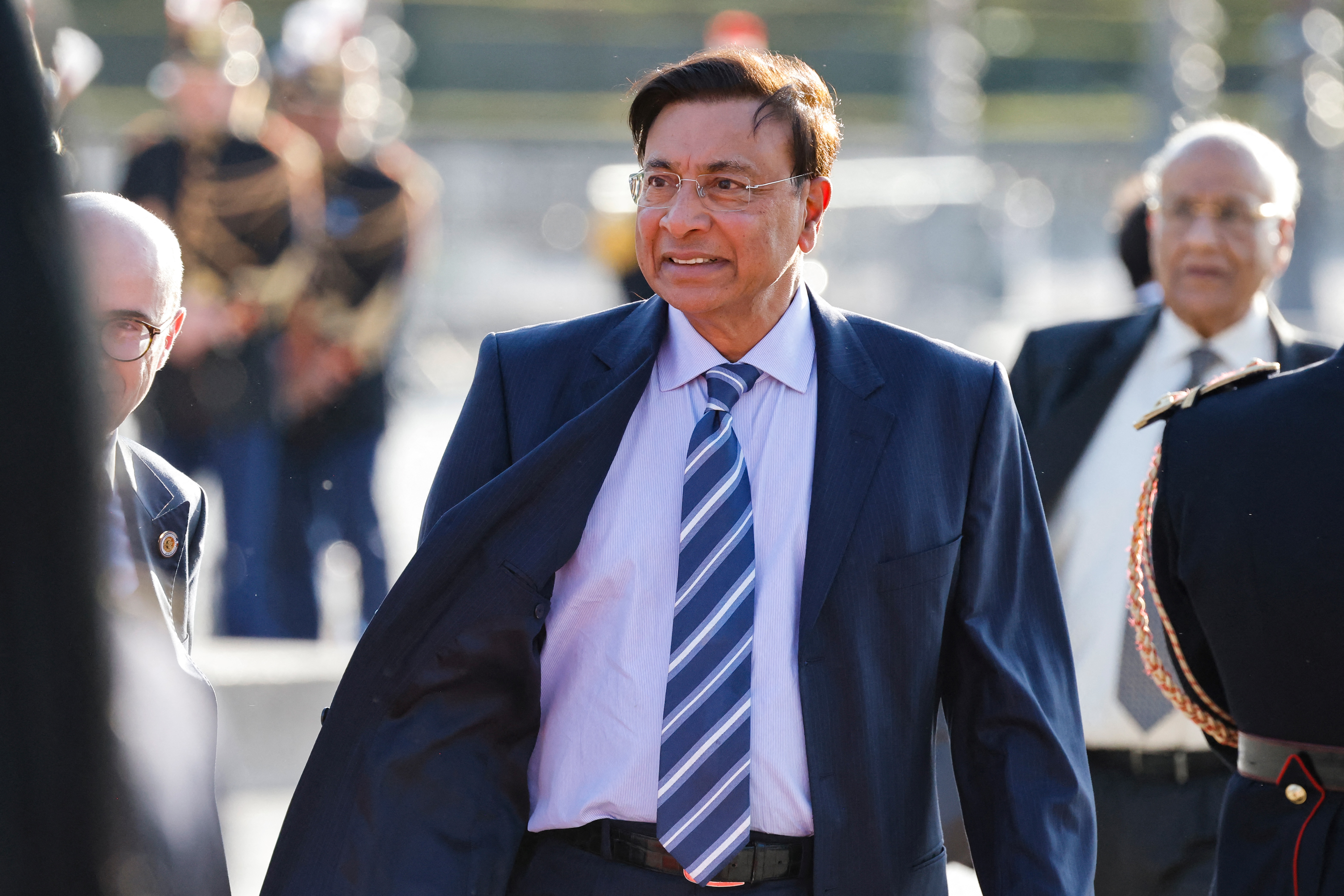 Arcelor Mittal Executive Chairman Lakshmi Mittal arrives at The Louvre Museum.