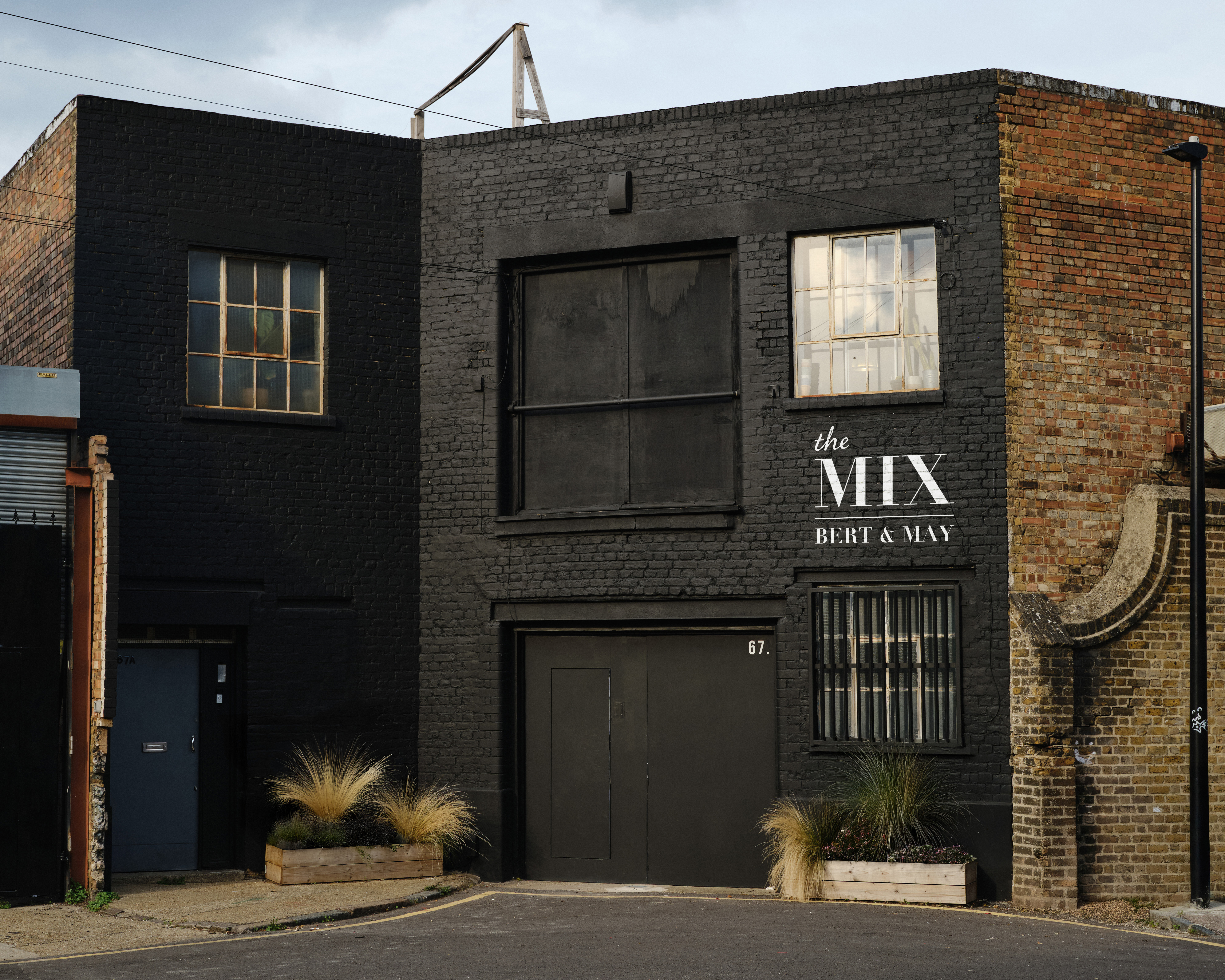 The exterior of 'The Mix,' an interior design space by Bert and May in Bethnal Green's Vyner Street.