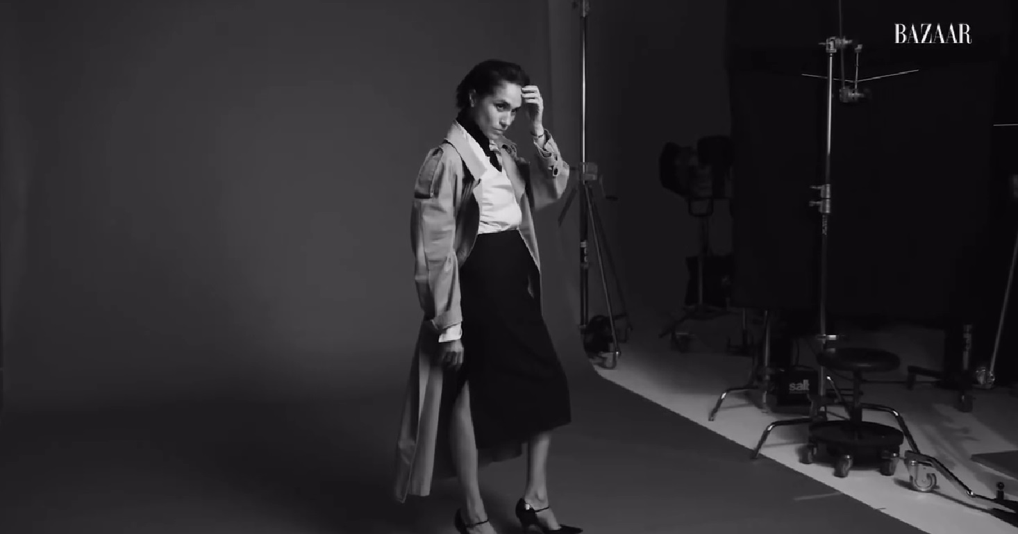 Meghan Markle at a Harper's Bazaar photoshoot.