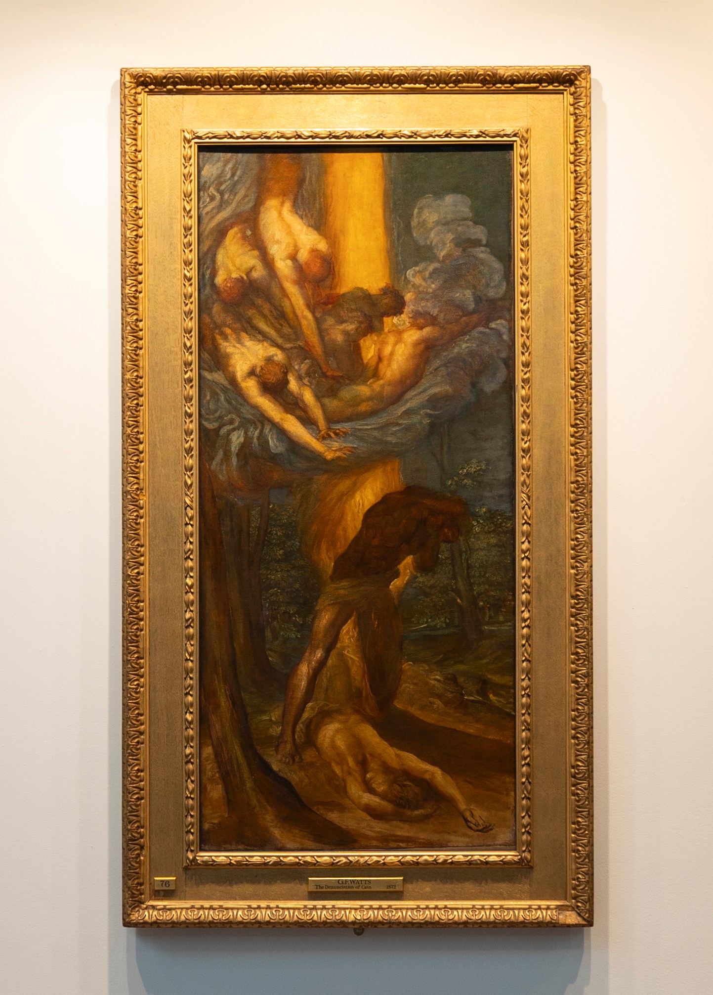 Oil on canvas painting titled "Denunciation of Cain" by G. F. Watts, from 1871-72.