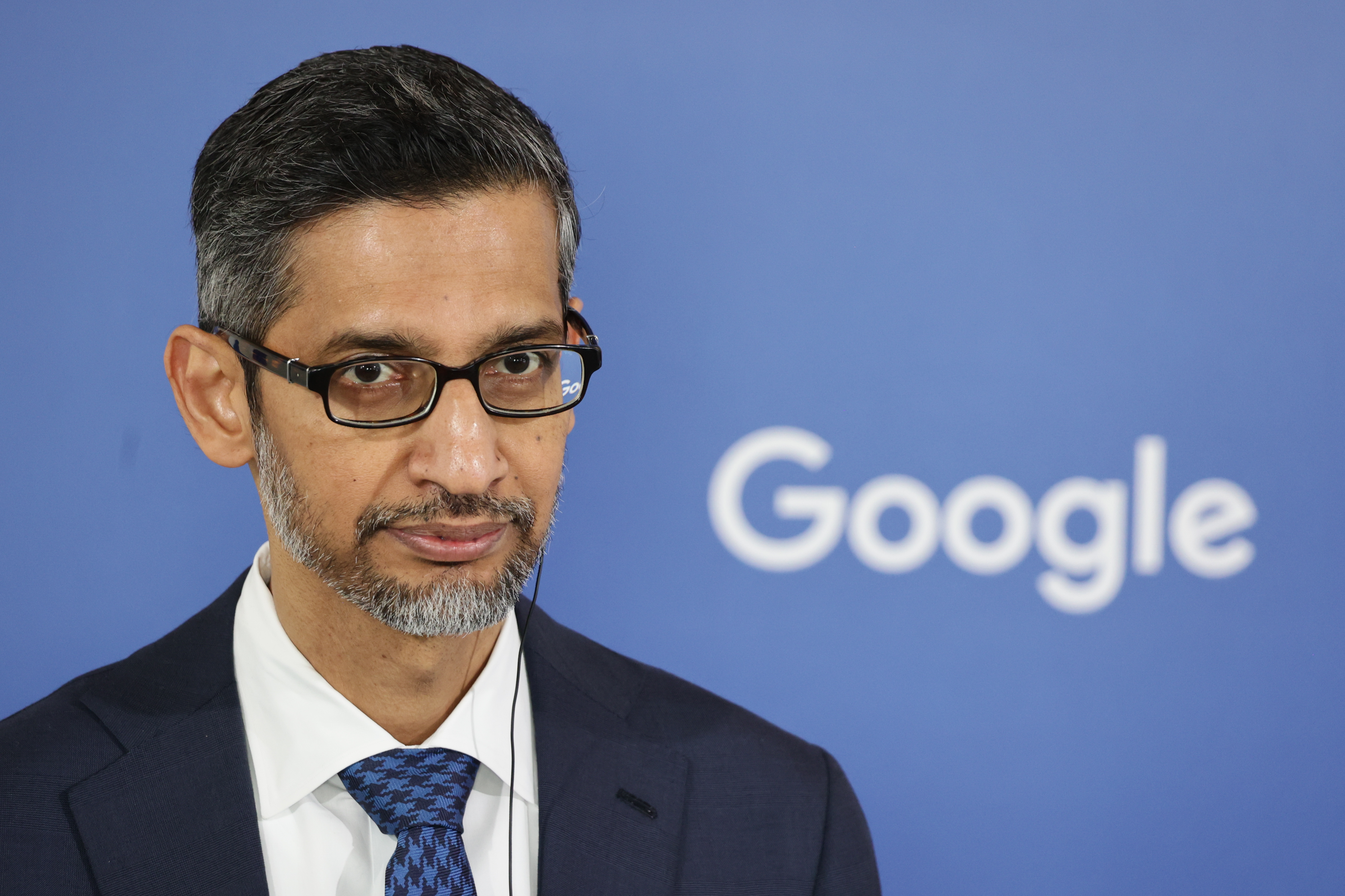Sundar Pichai at a press conference.