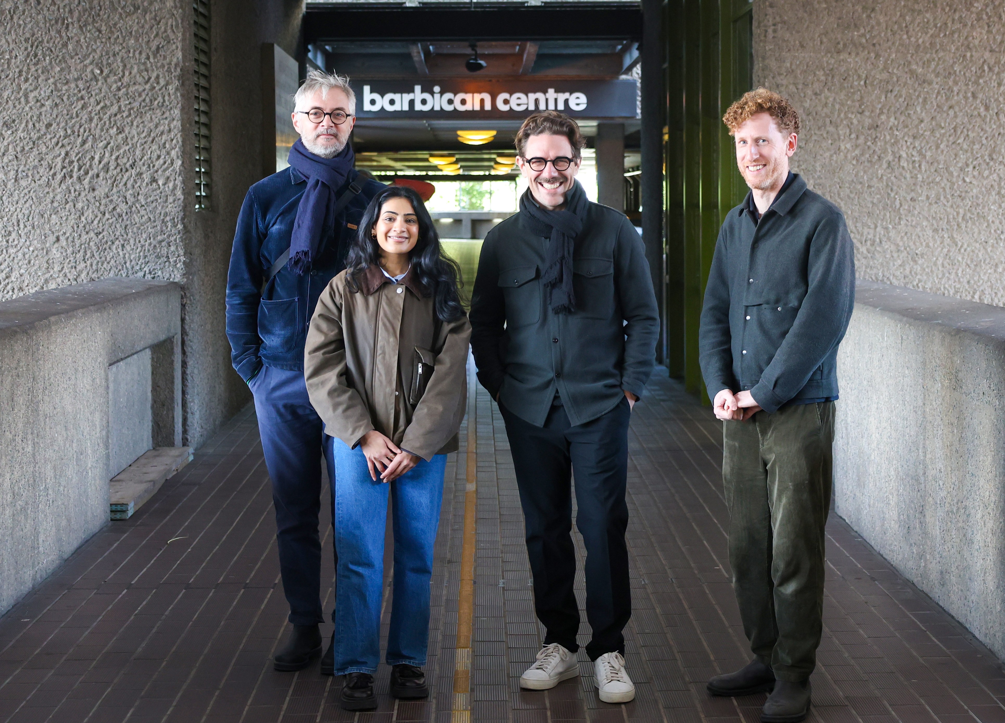 The Barbican Centre wayfinding lost design team: Giles Smith, Jaymi Sudra, David Lebreton, and Emmanual Labard.