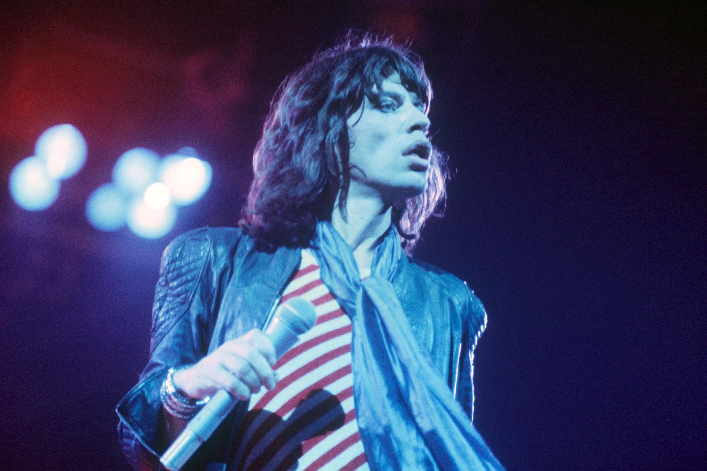 Mick Jagger of The Rolling Stones performing in 1976.