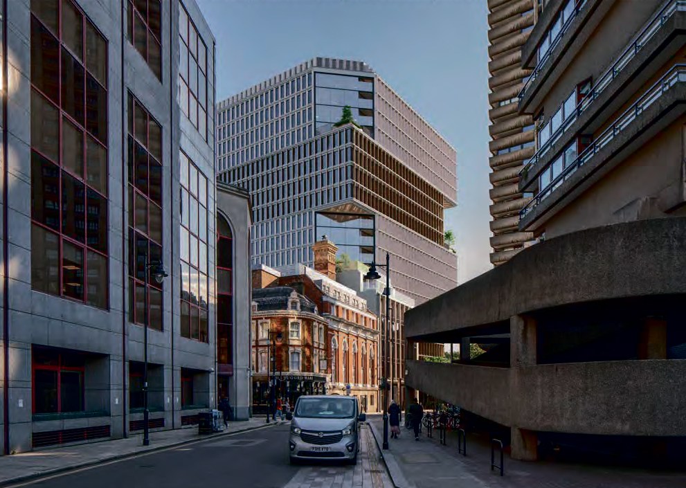 CGI architectural drawing showing the new plans for One Silk Street.