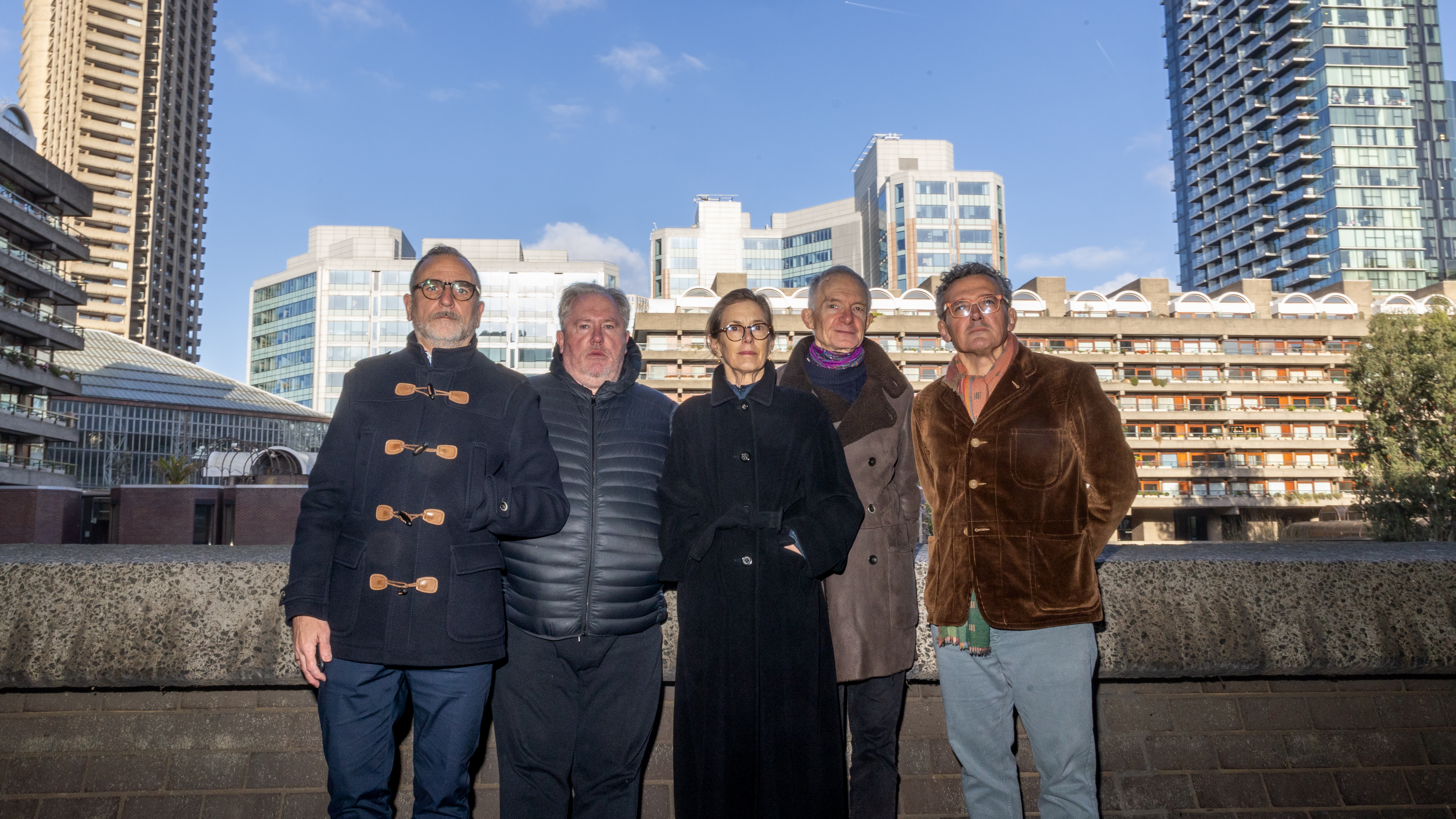 Robin Pembroke, Richard Barrett, Lucy Sisman, Bernard Hughs and Jan-Marc Petroschka fighting against a new development that will block light and overshadow the Barbican centre.