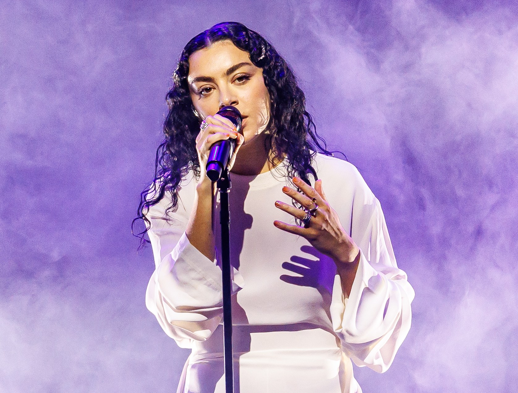 Charli XCX performing at Billboard Women in Music 2024.