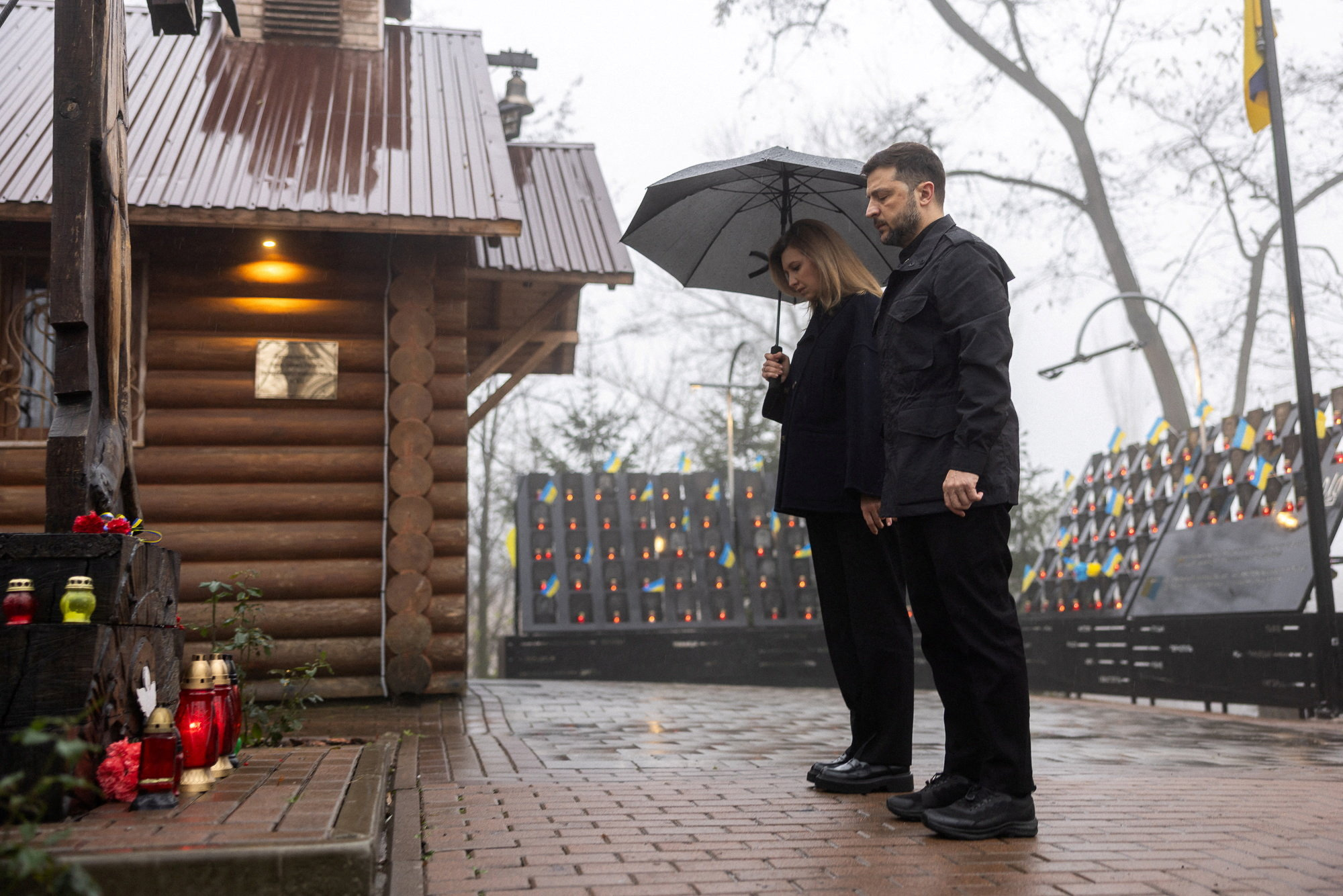 Ukraine's President Volodymyr Zelenskiy and his wife Olena attend a commemoration ceremony for victims of the Revolution of Dignity.