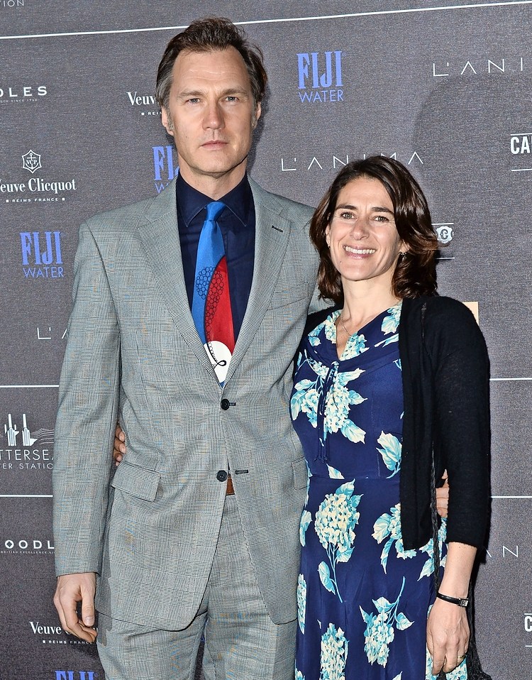 David Morrissey and wife Esther Freud at the Battersea Power Station annual party.