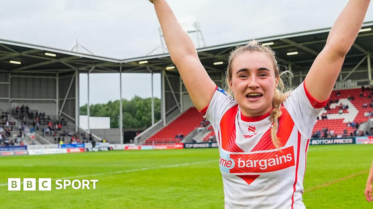 Paige Travis celebrates whilst with St Helens