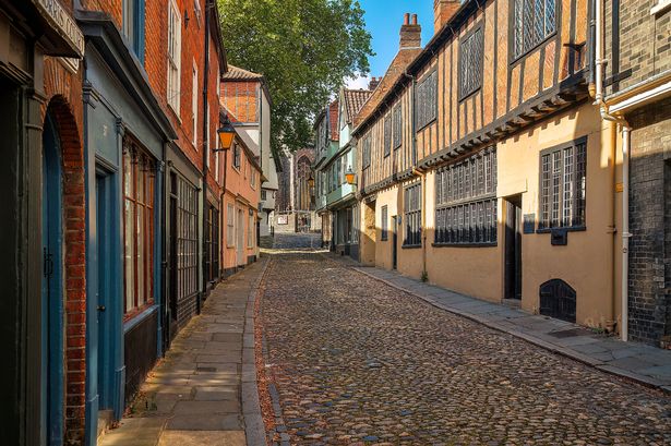 Elm Hill, Norwich, Norfolk, United Kingdom. Photo taken in the Summer 2024.
