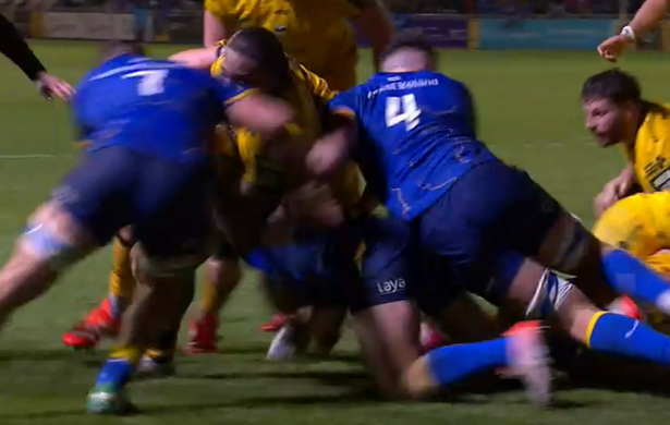 The controversial moment of contact in the Dragons v Leinster game