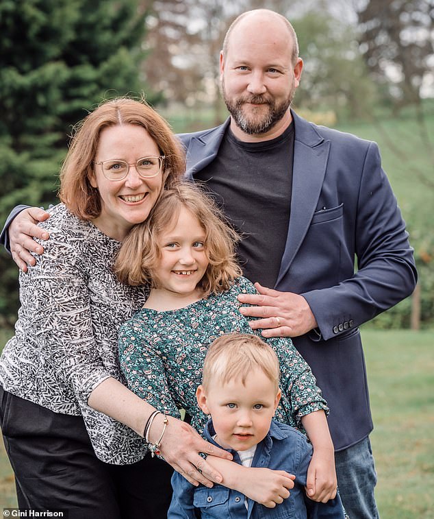 Gini Harrison with her husband Peter and children Michael and Emily. Just before Christmas 2021 Gini was told she had stage four lung cancer
